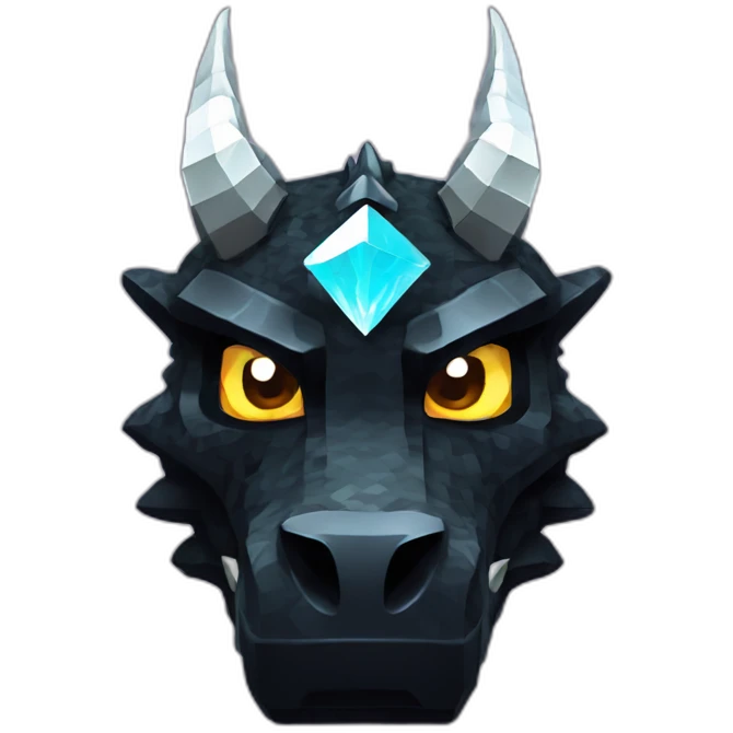 Minecraft Glitter Black Dragon Head With Diamond Horn emoji