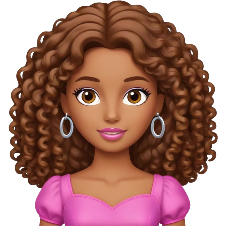 brown barbie brown hair curly long emoji