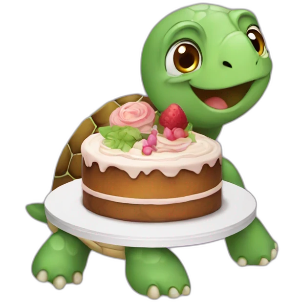 turtle with cake emoji