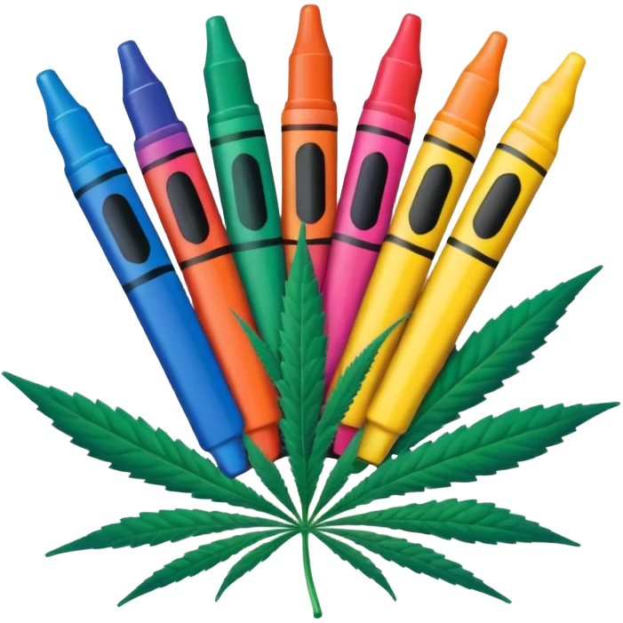 a pack of crayola markers with cannabis leaf emoji