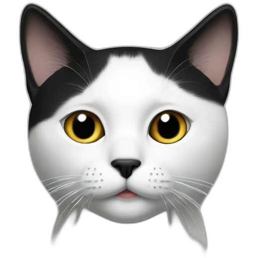 Black and white cat with black dot on nose emoji