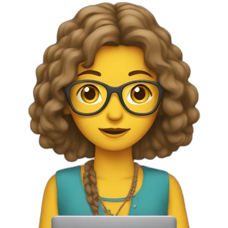 Hippie woman with laptop emoji