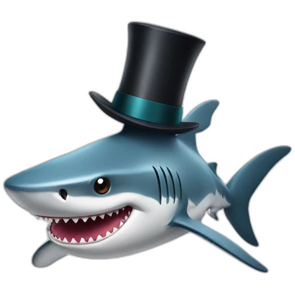 Shark with a top hat emoji