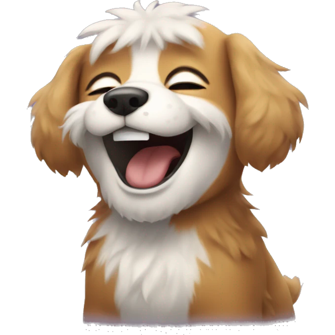 A fluffy dog laughing emoji
