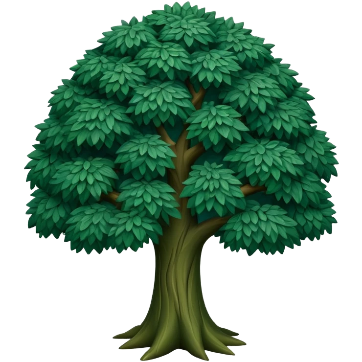 generate realistic detailed tree in 3d style dark green color emoji