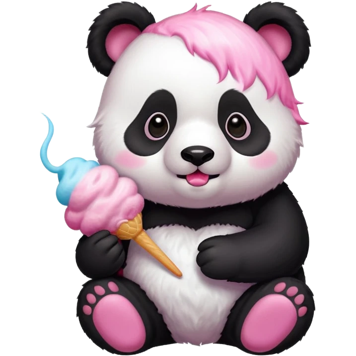 Panda eating cotton candy emoji