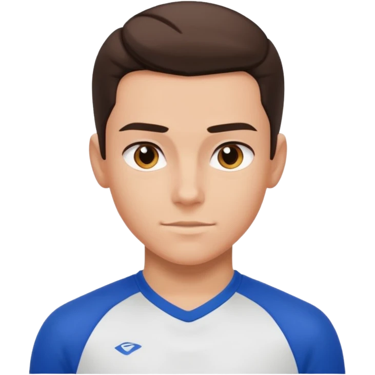 teen boy slick back brunette hair wearing sport clothes giving famous school boy vibe with confident attitude and smirk emoji