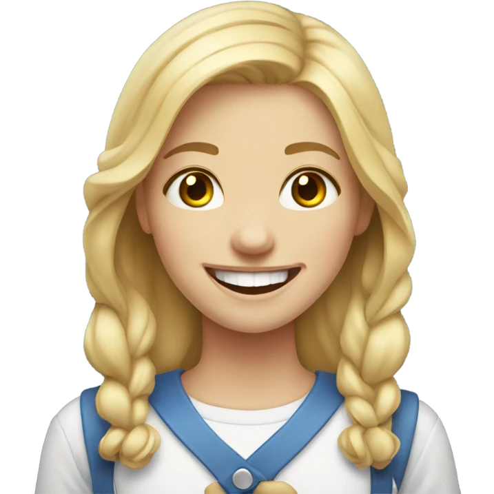 smiling blonde girl portrait with braces emoji