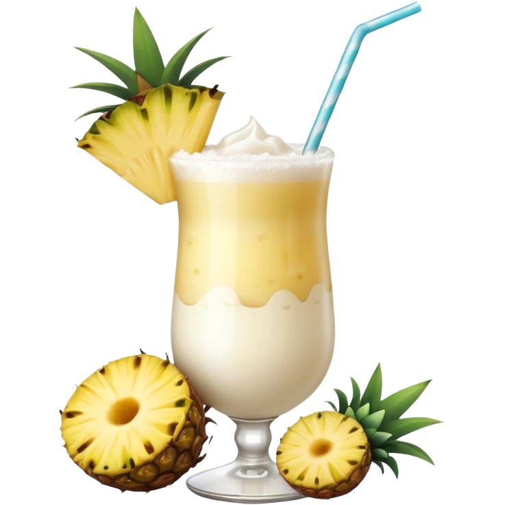 Pina Colada – coconut or glass with pineapple slice and straw emoji