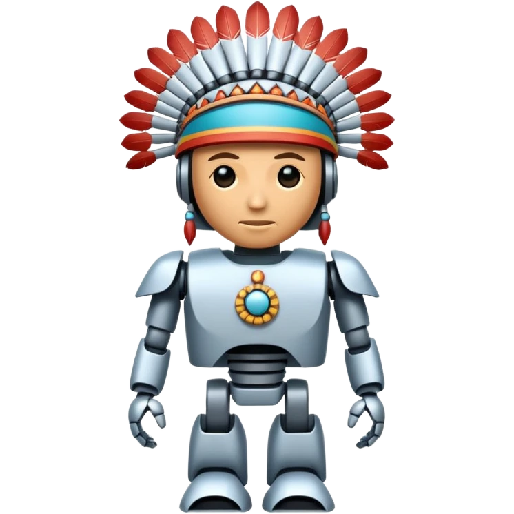 Full Robotic figure wearing native American regalia emoji