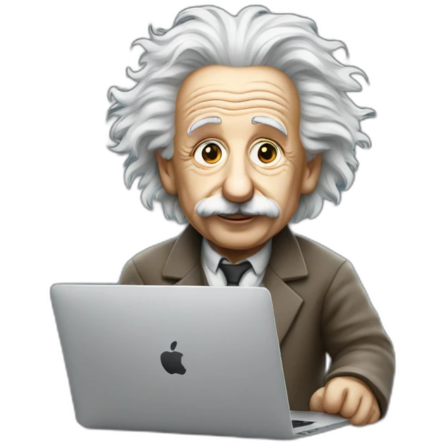 Einstein holding a MacBook Pro emoji