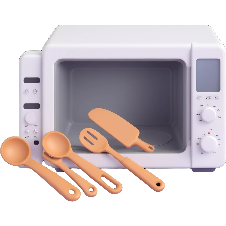 microwave with kitchen utensils emoji