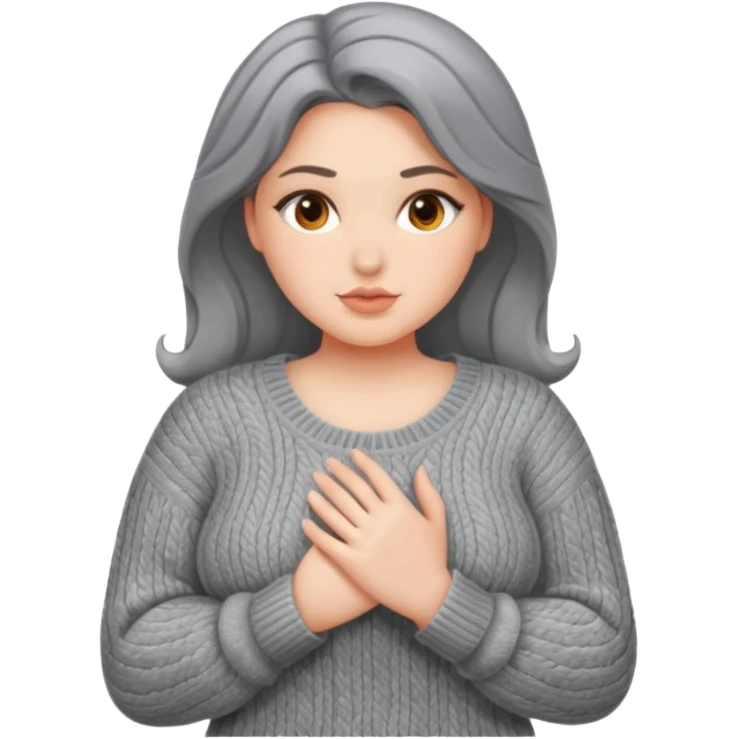Design a woman’s grey sweater for a voluptuous woman. Only design the sweater. Remove the woman emoji