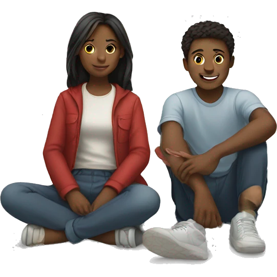 girl and boy Sitting on the floor emoji