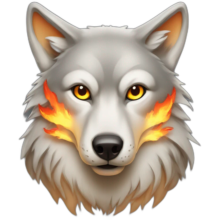 Wolf with fire eyes emoji