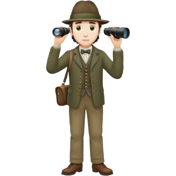 henry David thoreau full body birdwatching with binoculars emoji