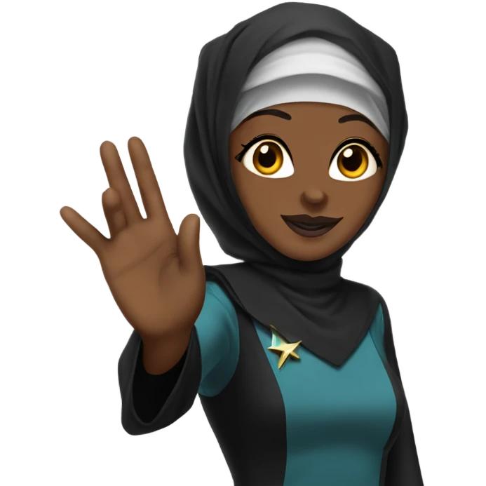 Black Hijabi Star Trek Vulcan hand salute emoji