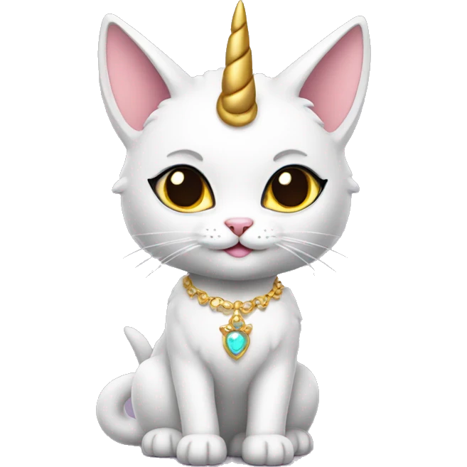 princess-cat with unicorn horn and necklace full body emoji