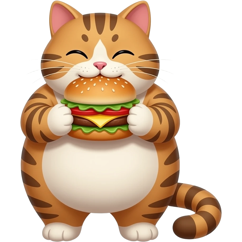 fat cat eating a big burger emoji