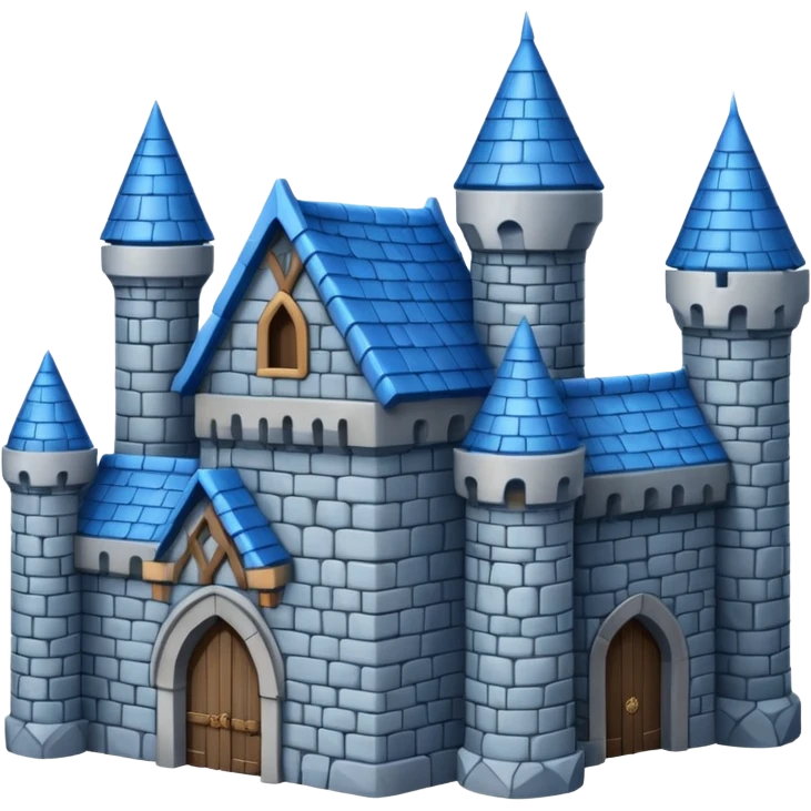  Castle with blue roof 3d with texture emoji