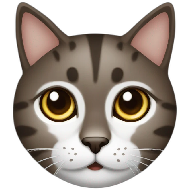cat  dark Brown and wthite eyes ambar emoji