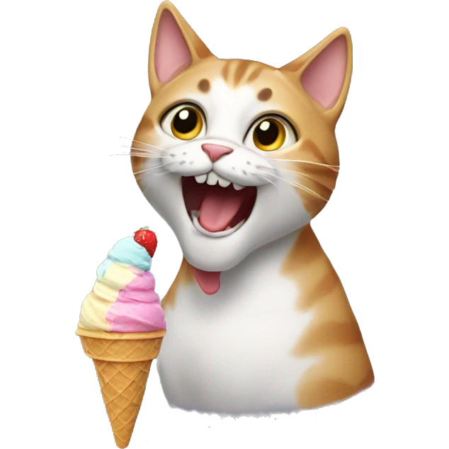 Cat eating ice cream emoji