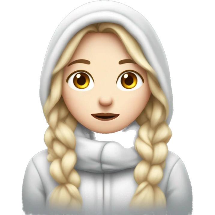 A white girl with squinted eyes freezes in the cold, hugs herself to keep warm emoji