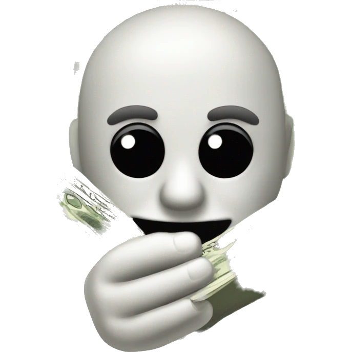 An emoji of a hand that seems to be handing over to the viewer 5 pieces of $100 bills, fanned out. Apple style emoji