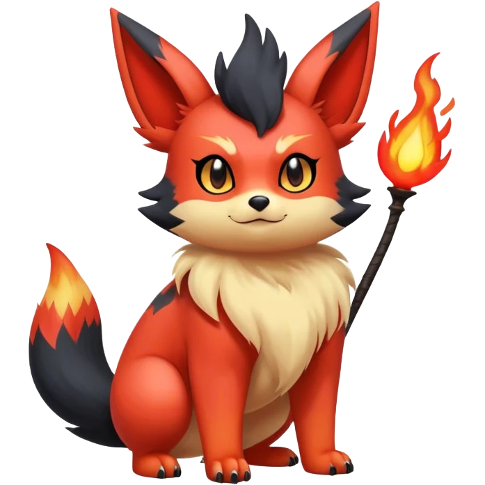 Cool cute edgy kawaii Quilava-Litten-Flareon-animal-creature-hybrid full body emoji