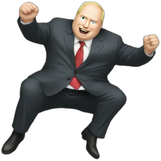 Fat vladimir poutine jumping into a pile of money emoji