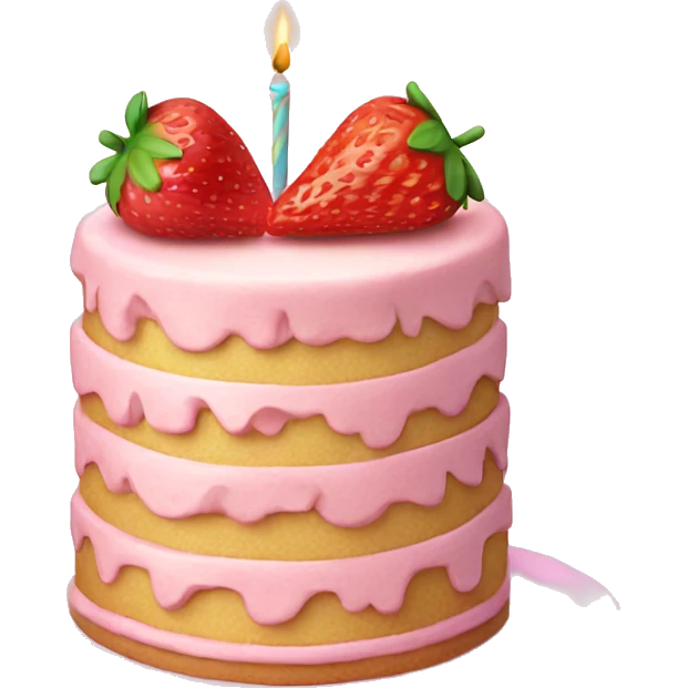 Pastel Birthday cake with strawberry emoji