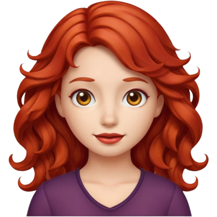 Emoji girl ios18 with red wavy hair emoji