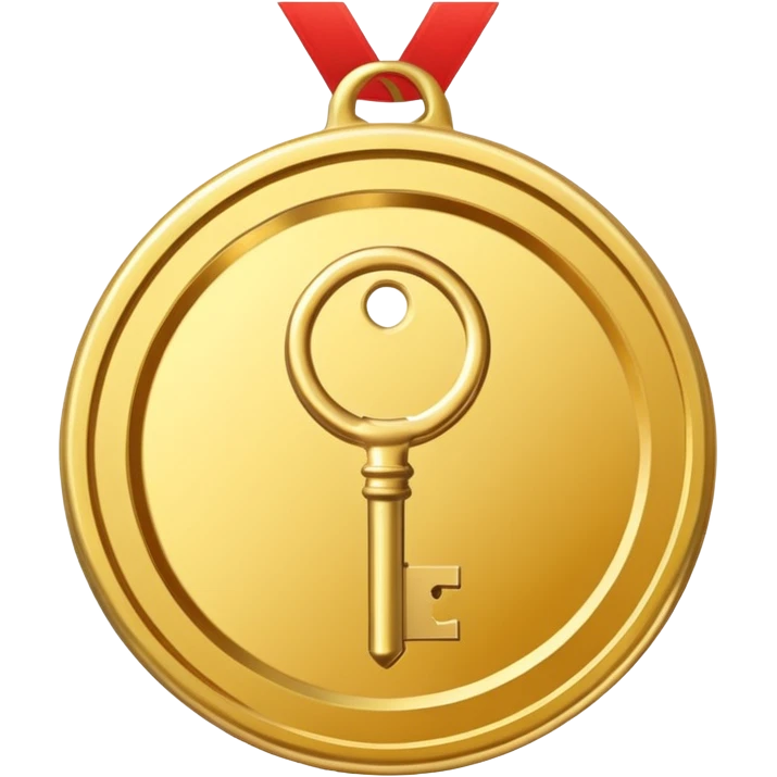 a gold medal with a key engraved on it emoji