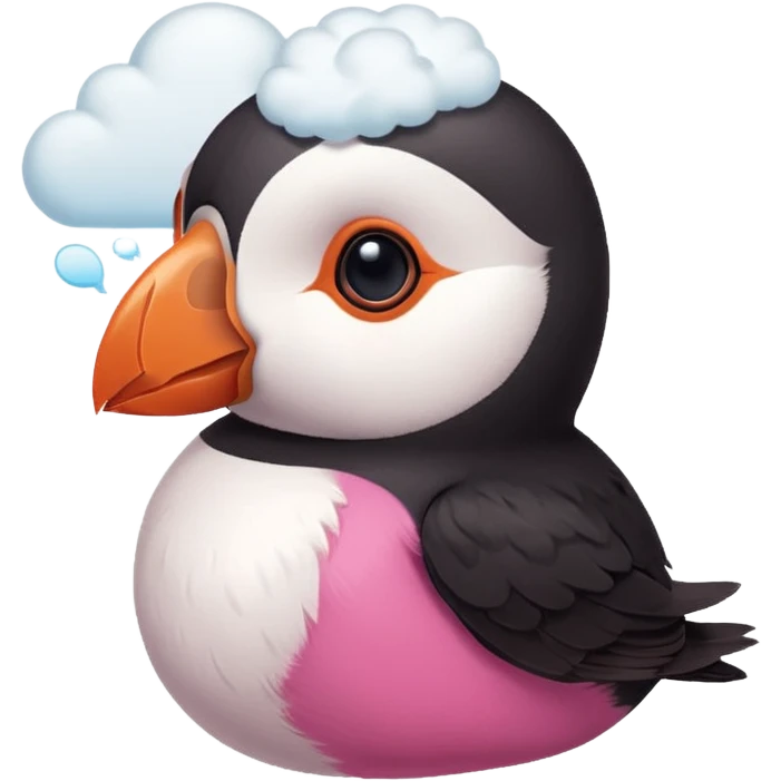 pink puffin thinking thought cloud emoji