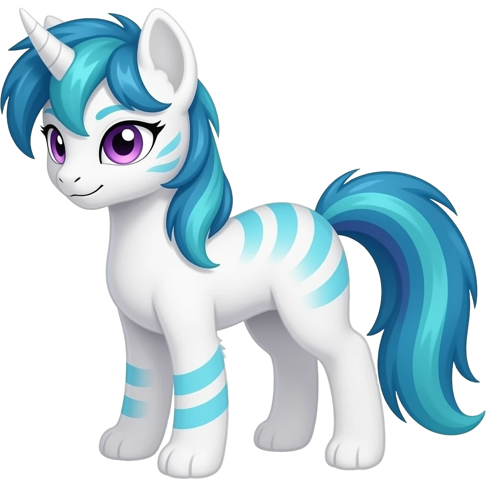 White badass elegant wild beautiful natural cute badass epic anthro modern albino sergal-vernid-creature with cyan mane and magenta eyes with cyan edgy stripes, full body emoji