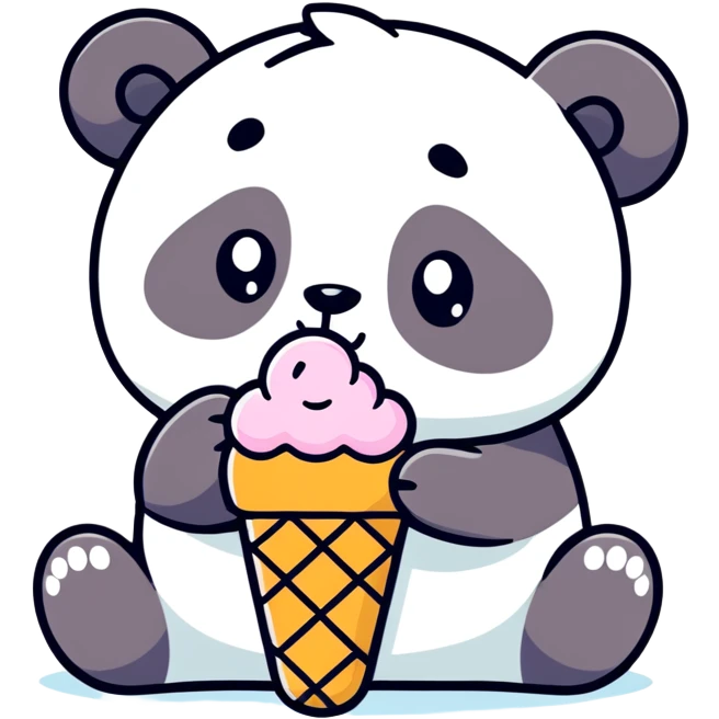 Panda eating ice cream emoji
