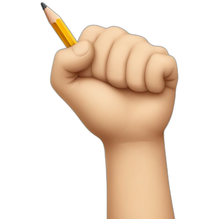 hand holding pencil in fist emoji