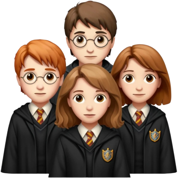 Harry Potter with Hermione Granger and Ron Weasley emoji