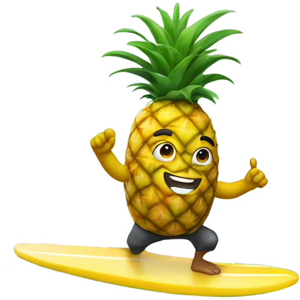 Pineapple surfing with a Shaka emoji