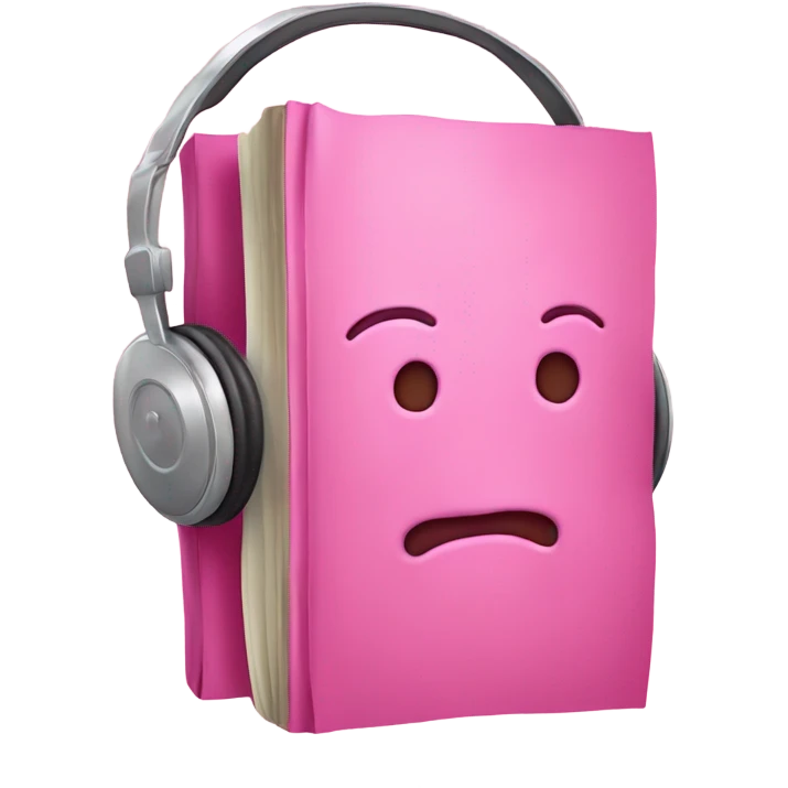 Pink Book with head phones and bow emoji