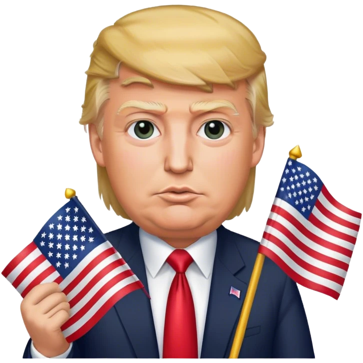 Donald trump holding an American flag emoji