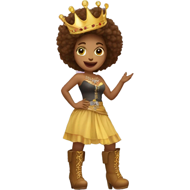 Image of a forró singer, with boots and a crown on her head!  emoji