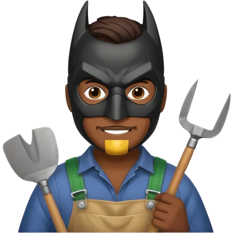gardener with brown skin and batman mask emoji
