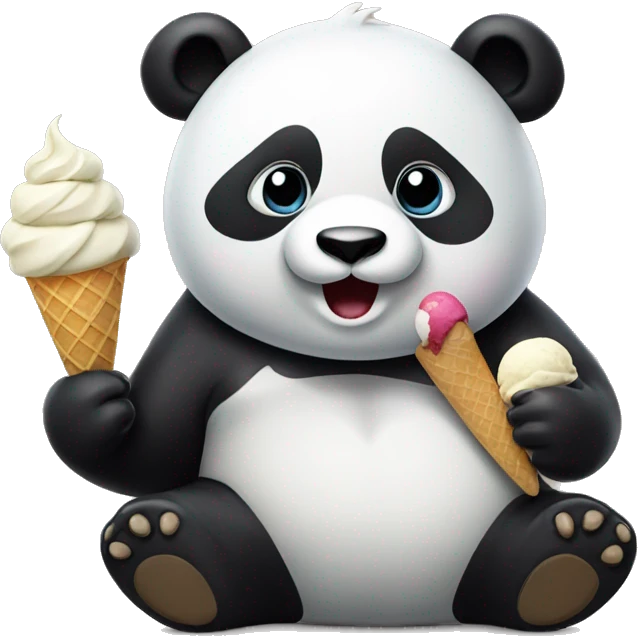 Panda eating ice cream emoji