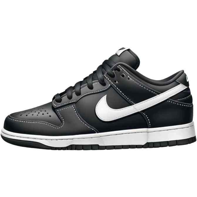 I want you to draw a black Nike Dunk Low with the Nike logo facing right

 emoji