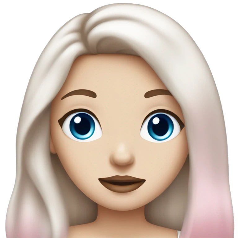White girl with brown hair and blue eyes and pink lips  emoji