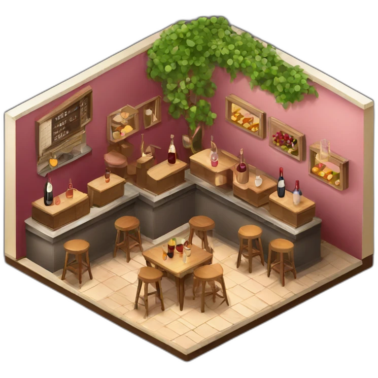 Wine cafe bar isometric emoji