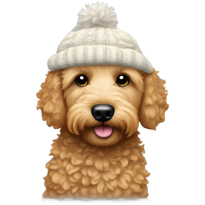 Mini goldendoodle in winter hat  emoji