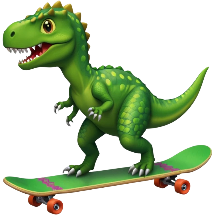 Dinosaur on a skateboard emoji