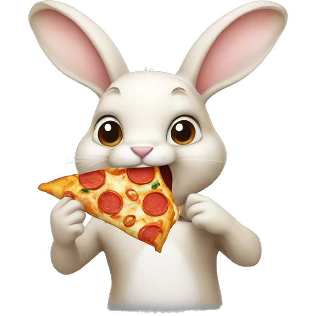 Rabbit eating pizza emoji